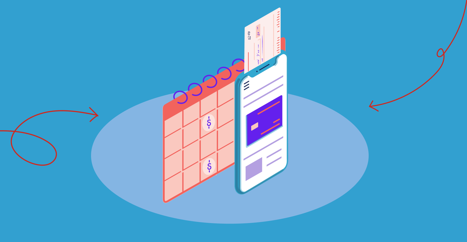 illustration showing bill payment scheduling with the myWisely app