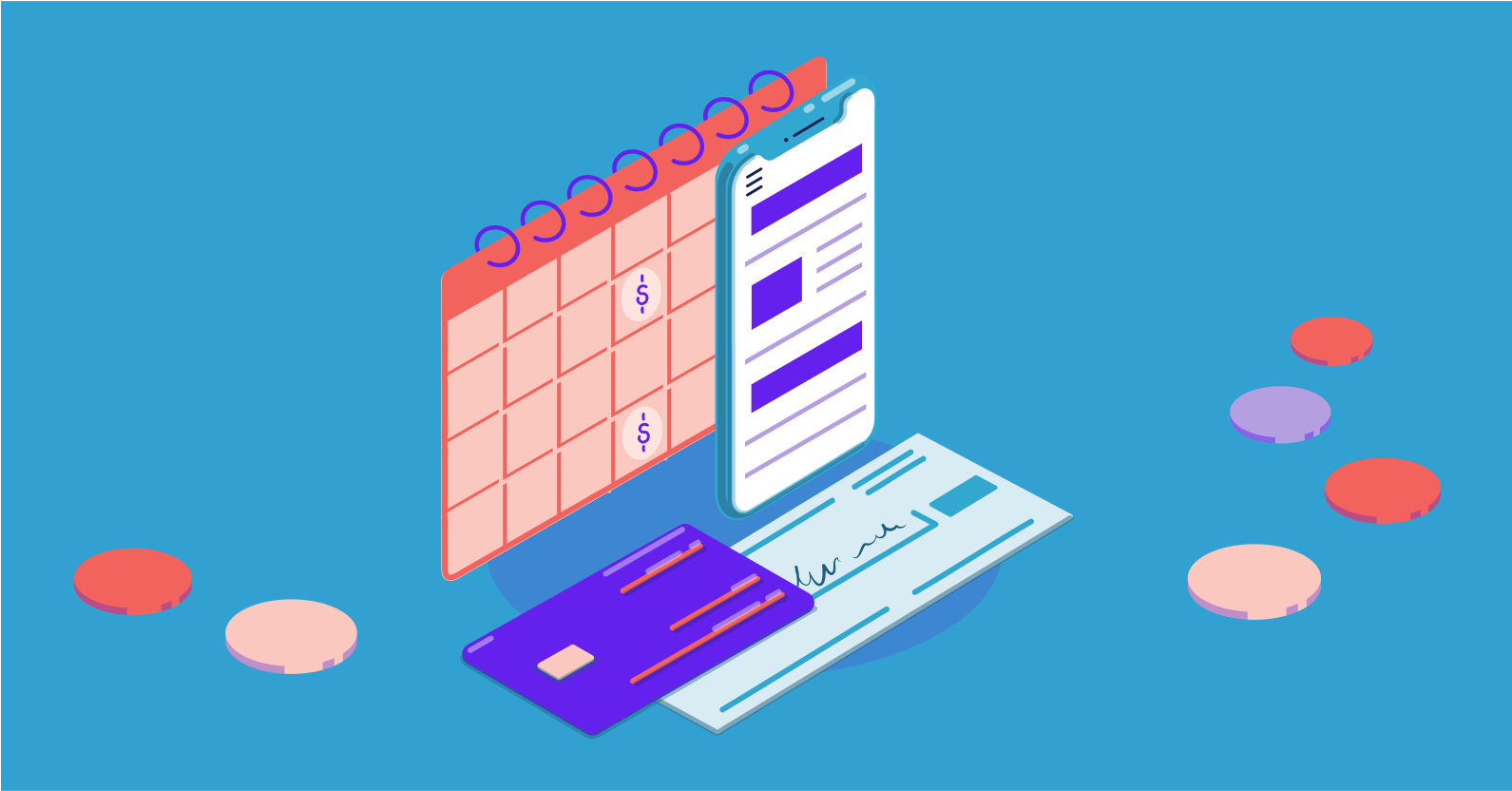 illustration showing easy, on-time online bill payment and management via mobile phone