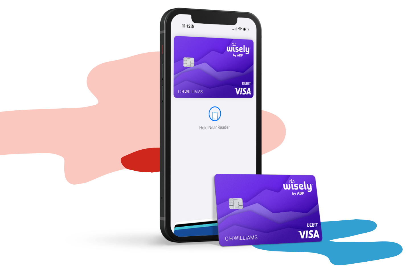 mobile phone showing Wisely card added to digital wallet ready for contactless payments