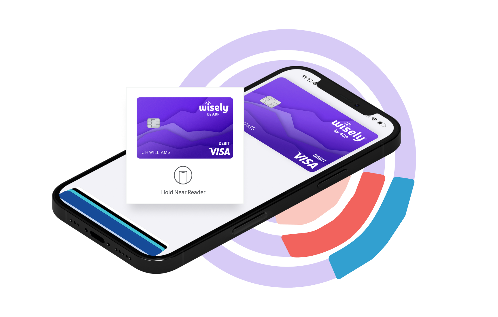 mobile phone showing Wisely card added to digital wallet ready for contactless payments