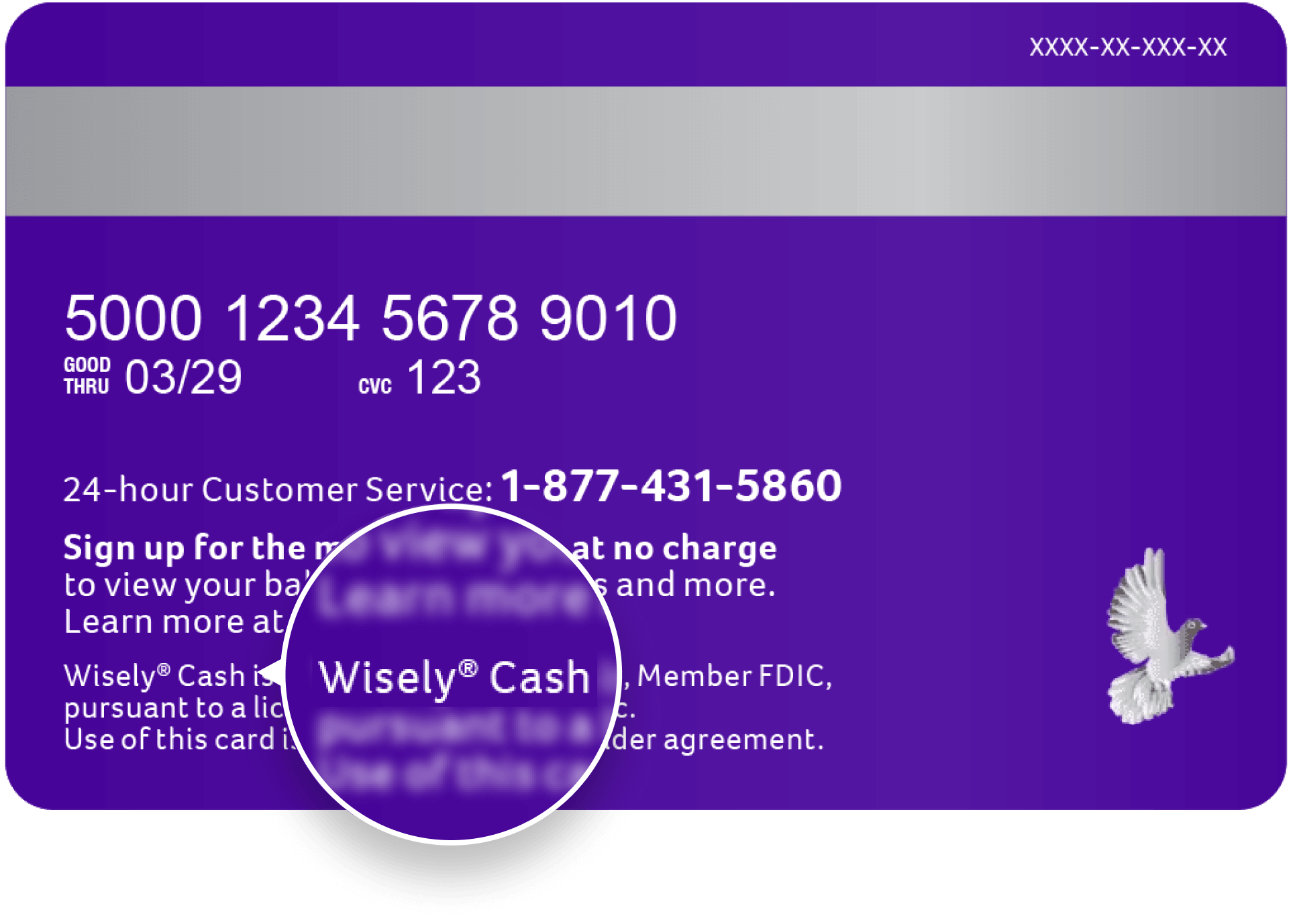 Back of Wisely Cash Card